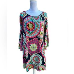 Honeyme Dress with Bell Sleeves - Retro Floral Vibe
